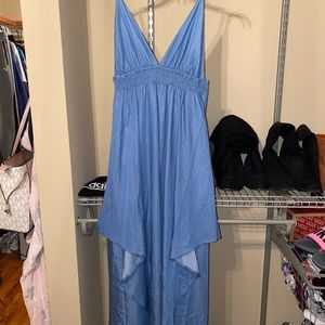 Blue Maxi Dress with Side Slit